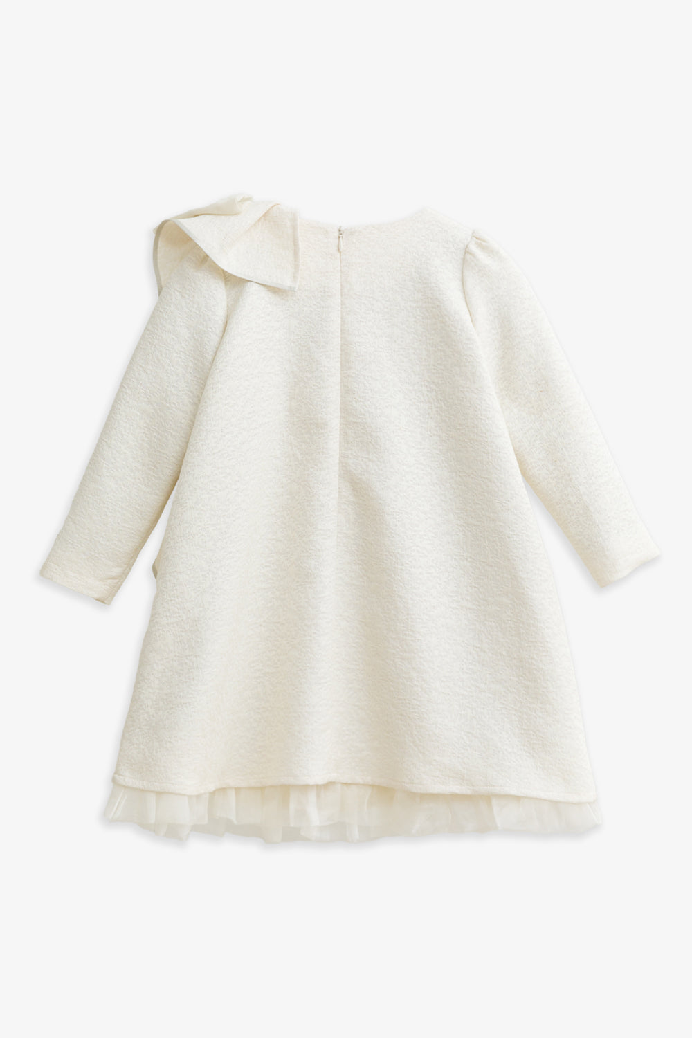 【予約商品】Luxuryコレクション：Opal ラメグリッター リボン ラッフルオーガンジー長袖ワンピース