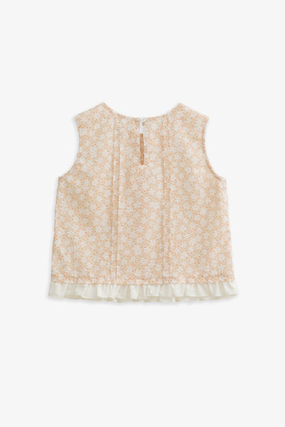 【予約商品】Luxury コレクション：Bloom ピンタックフロントノースリーブトップス