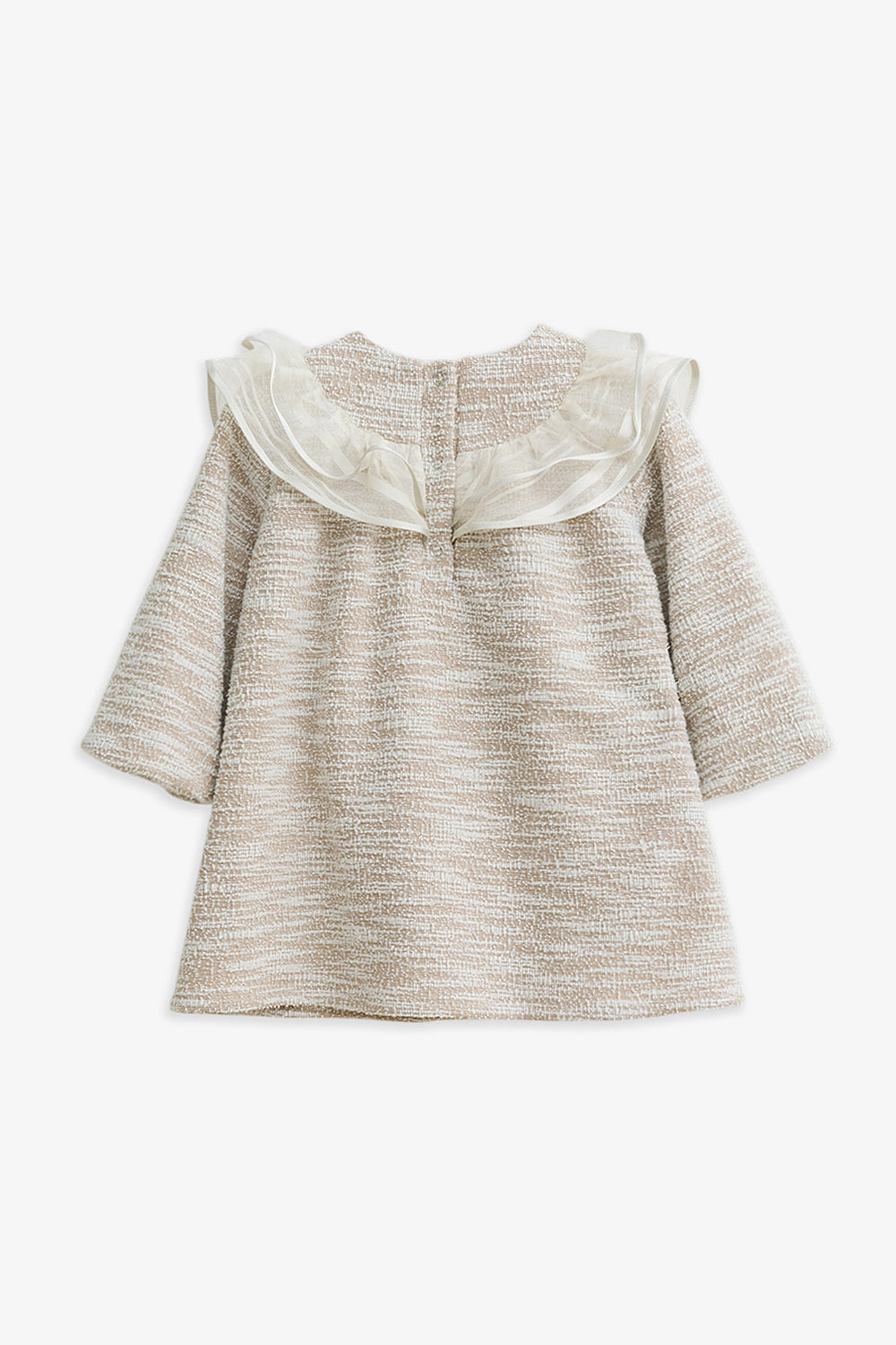 【予約商品】Luxuryコレクション：Beatrice ツイード ダブルフリルカラー長袖ワンピース
