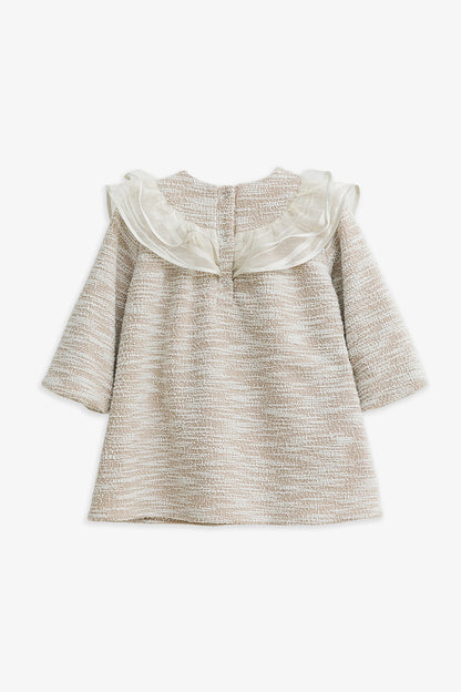 【予約商品】Luxuryコレクション：Beatrice ツイード ダブルフリルカラー長袖ワンピース