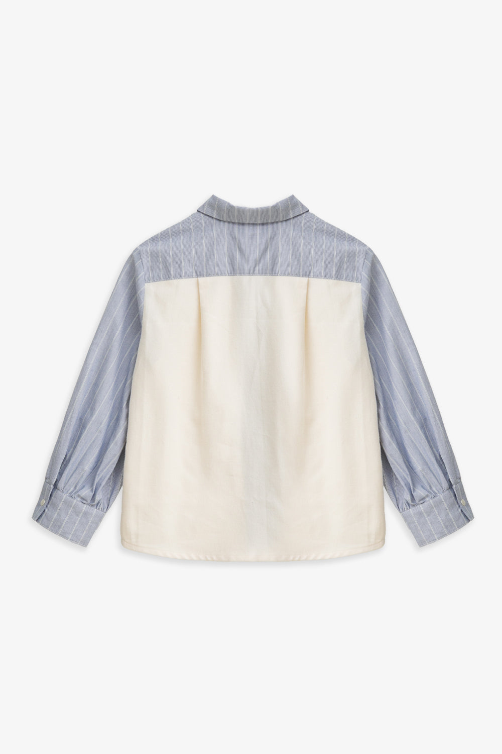 【予約商品】Mainコレクション：Edmund オーガニックコットン ストライプ切り替え長袖シャツ