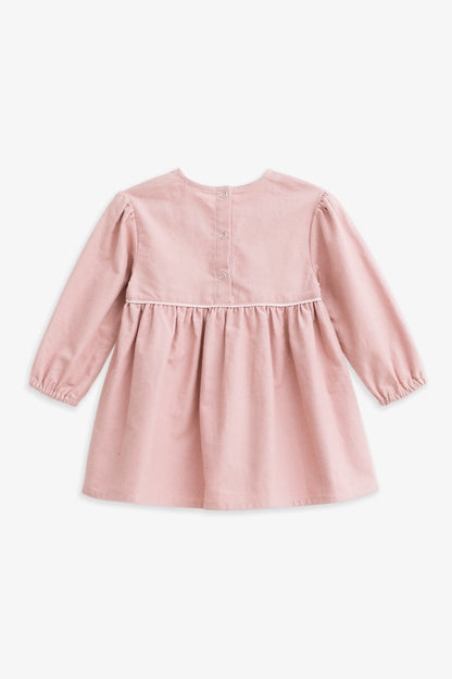 【予約商品】Mainコレクション：Cecilia ギャザーリボン オーガニックコットン長袖ワンピース