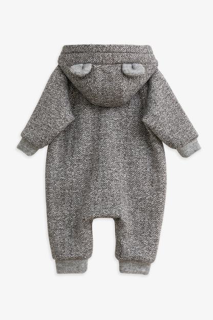 【予約商品】Luxuryコレクション：Bear Hug クマの耳 フーデッド ダブルジップ長袖カバーオール