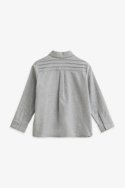 【予約商品】Mainコレクション：Little Poet ピンタック オーガニックコットン長袖シャツ