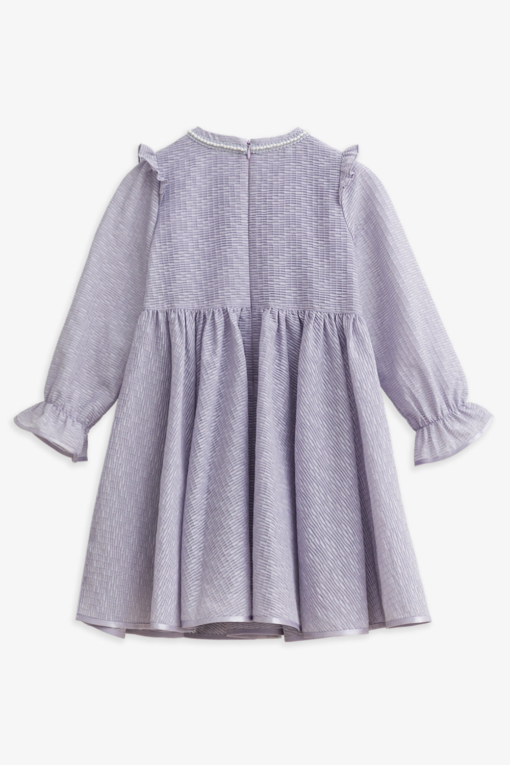 【予約商品】Luxuryコレクション：Elara パールテープ フレア長袖ワンピース