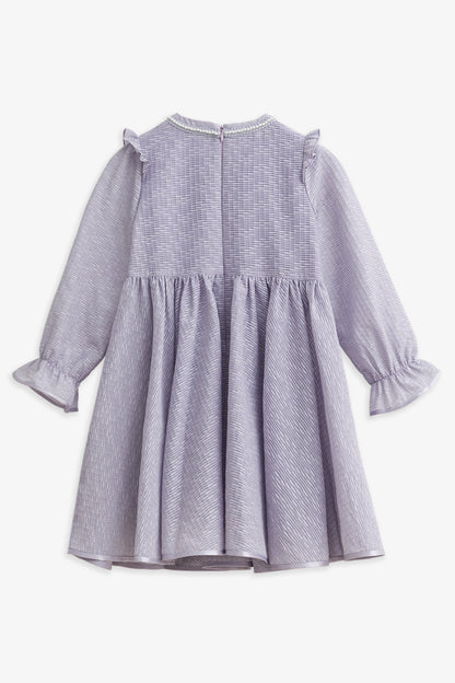 【予約商品】Luxuryコレクション：Elara パールテープ フレア長袖ワンピース