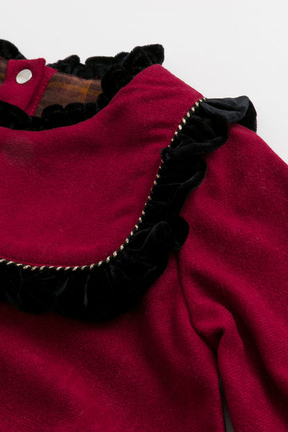 【予約商品】Luxuryコレクション：Winter Tale ベロア フリルカラー 長袖カバーオール