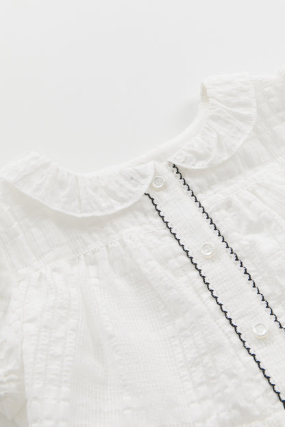 【予約商品】Luxury コレクション：Cotton Breeze コットンリネン混フリルワンピース