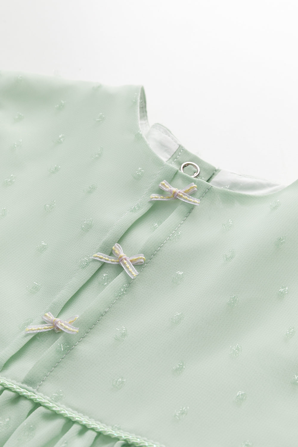 【予約商品】Luxuryコレクション：Cecilia Sparkle ラメシフォン ギャザーリボン長袖ワンピース