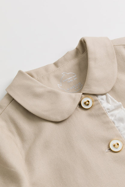 【予約商品】Mainコレクション：Elsie ラウンドカラー フリル切替 オーガニックコットン長袖ジャケット