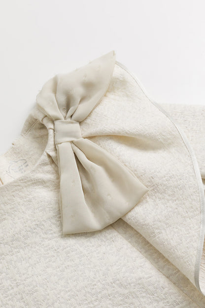 【予約商品】Luxuryコレクション：Opal ラメグリッター リボン ラッフルオーガンジー長袖ワンピース