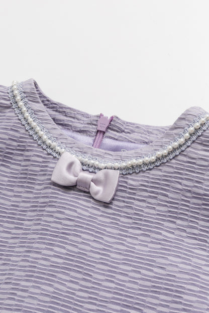 【予約商品】Luxuryコレクション：Elara パールテープ フレア長袖ワンピース