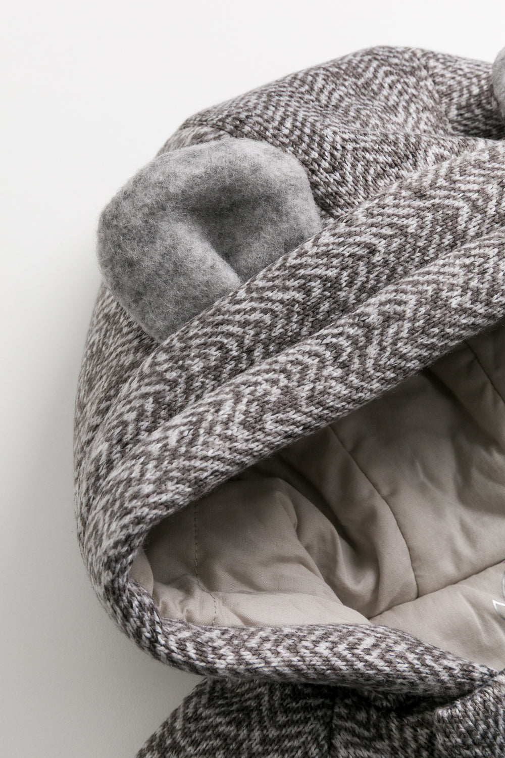 【予約商品】Luxuryコレクション：Bear Hug クマの耳 フーデッド ダブルジップ長袖カバーオール