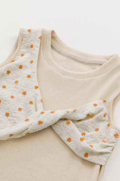 【予約商品】Luxury コレクション：Mini Fleur ツイストノースリーブトップス