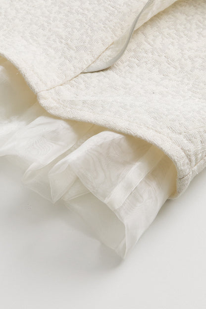 【予約商品】Luxuryコレクション：Opal ラメグリッター リボン ラッフルオーガンジー長袖ワンピース