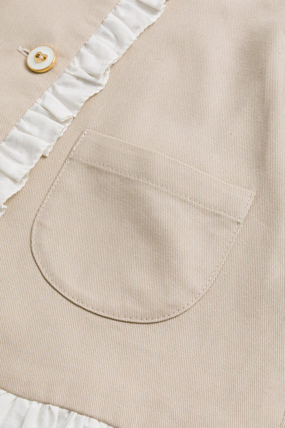 【予約商品】Mainコレクション：Elsie ラウンドカラー フリル切替 オーガニックコットン長袖ジャケット