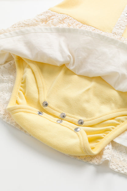 【予約商品】Mainコレクション：Petal Puffレースワンピースロンパース